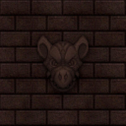 Brick wall variant with a stone rat head attached.